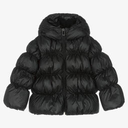 Il Gufo-جاكيت بافر مبطن بريش لون أسود للبنات | Childrensalon Outlet