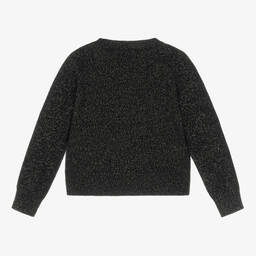 Il Gufo-Girls Black Wool Knit Sparkle Sweater | Childrensalon Outlet