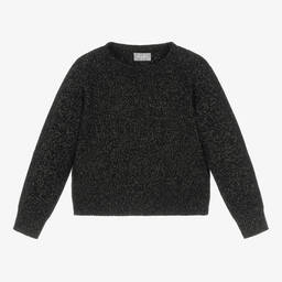 Il Gufo-Girls Black Wool Knit Sparkle Sweater | Childrensalon Outlet