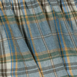 Il Gufo-فستان كتان كاروهات لون أزرق | Childrensalon Outlet