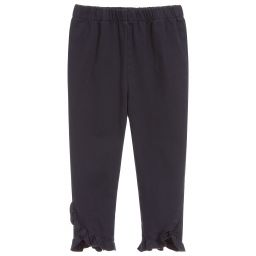 Il Gufo-Girls Blue Cotton Trousers | Childrensalon Outlet