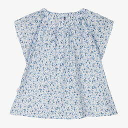 Il Gufo-Голубая хлопковая блузка в цветочек | Childrensalon Outlet