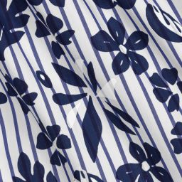 Il Gufo-Синее хлопковое платье с цветами для девочек | Childrensalon Outlet