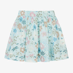 Il Gufo-Girls Blue Floral Cotton Skirt | Childrensalon Outlet