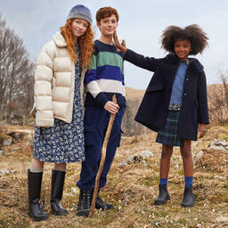 إيل غوفو-فستان فيسكوز لون كحلي بطبعة ورود | Childrensalon Outlet