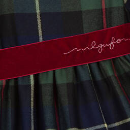 Il Gufo-Girls Blue & Green Check Viscose Dress | Childrensalon Outlet