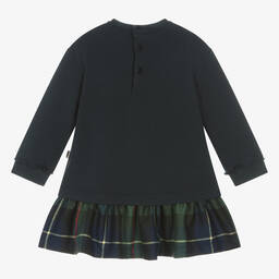 إيل غوفو-فستان أطفال بناتي قطن جيرسي لون كحلي وأخضر | Childrensalon Outlet