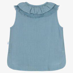 Il Gufo-بلوز كتان شامبري لون أزرق للبنات | Childrensalon Outlet