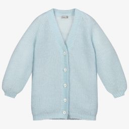 Il Gufo-Girls Blue Mohair Cardigan | Childrensalon Outlet