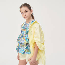 Il Gufo-Girls Blue Riviera Blouse | Childrensalon Outlet