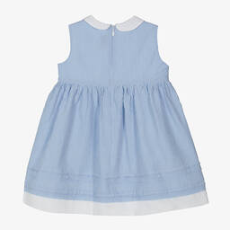 Il Gufo-Girls Blue Striped Cotton Dress | Childrensalon Outlet