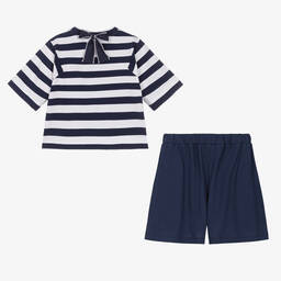 Il Gufo-Топ в полоску и синие шорты из хлопка | Childrensalon Outlet
