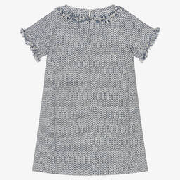 Il Gufo-Girls Blue & White Cotton Dress | Childrensalon Outlet