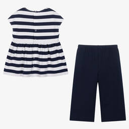 Il Gufo-Белый топ в синюю полоску и синие брюки из хлопка | Childrensalon Outlet