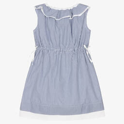 Il Gufo-Белое платье в синюю полоску | Childrensalon Outlet