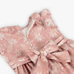Il Gufo-Girls Blush Linen Floral Frock | Childrensalon Outlet