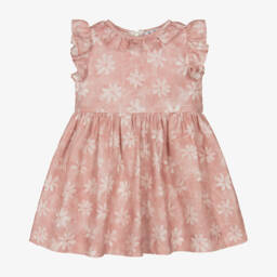 Il Gufo-Girls Blush Linen Floral Frock | Childrensalon Outlet