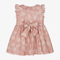 Il Gufo-Girls Blush Linen Floral Frock | Childrensalon Outlet