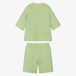 Il Gufo-Girls Breezy Knit Green Shorts Ensemble | Childrensalon Outlet