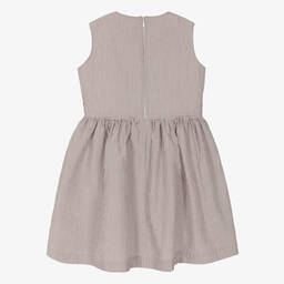 إيل غوفو-فستان قطن مقلم لون بني وأبيض | Childrensalon Outlet