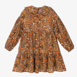 Il Gufo-Girls Brown Woodland Dress | Childrensalon Outlet