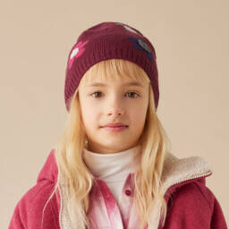 إيل غوفو-قبعة بيني صوف لون أحمر للبنات | Childrensalon Outlet