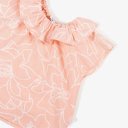 Il Gufo-Girls Coral Floral Cotton Ensemble | Childrensalon Outlet