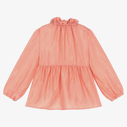 Il Gufo-بلوز تويل لون زهري مرجاني للبنات | Childrensalon Outlet