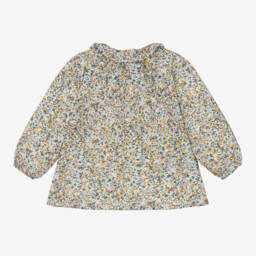 Il Gufo-Girls Cotton Floral Green Top | Childrensalon Outlet