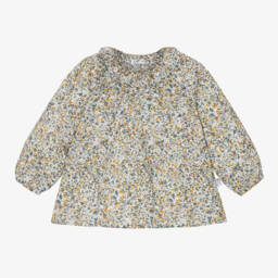 Il Gufo-Girls Cotton Floral Green Top | Childrensalon Outlet