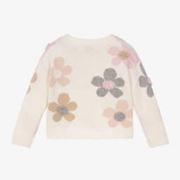 Il Gufo-Girls Cream Floral Wool Cardigan | Childrensalon Outlet