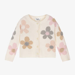 Il Gufo-Girls Cream Floral Wool Cardigan | Childrensalon Outlet
