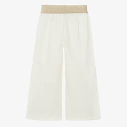 Il Gufo-Girls Cream & Gold Flared Trousers | Childrensalon Outlet