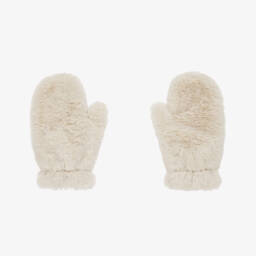 Il Gufo-Girls Cream Plush Mittens | Childrensalon Outlet