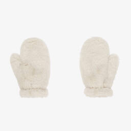 Il Gufo-Girls Cream Plush Mittens | Childrensalon Outlet