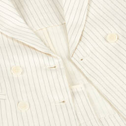 Il Gufo-Girls Creamy Striped Twill Jacket | Childrensalon Outlet