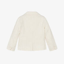 Il Gufo-Girls Creamy Striped Twill Jacket | Childrensalon Outlet