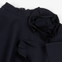 Il Gufo-Girls Dark Blue Floral Trouser Set | Childrensalon Outlet