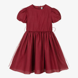 Il Gufo-Girls Deep Red Tulle Dress | Childrensalon Outlet