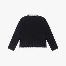 Il Gufo-Girls Elegant Blue Woven Jacket | Childrensalon Outlet