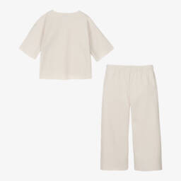 Il Gufo-Girls Elegant Ivory Bow Ensemble | Childrensalon Outlet