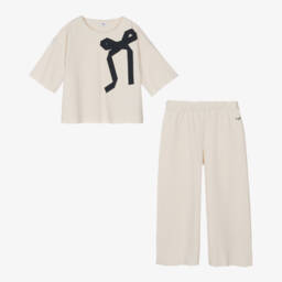 Il Gufo-Girls Elegant Ivory Bow Ensemble | Childrensalon Outlet