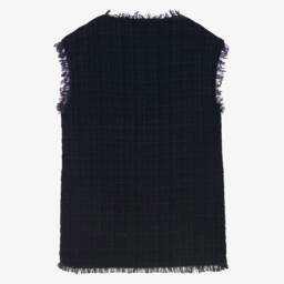 Il Gufo-Girls Elegant Navy Tweed Vest | Childrensalon Outlet