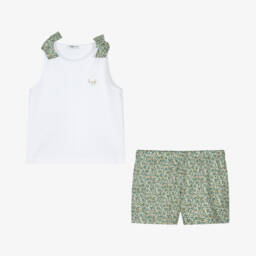 Il Gufo-Girls Emerald Blossom Cotton Set | Childrensalon Outlet