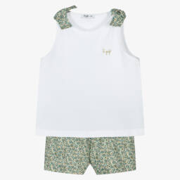 Il Gufo-Girls Emerald Blossom Cotton Set | Childrensalon Outlet