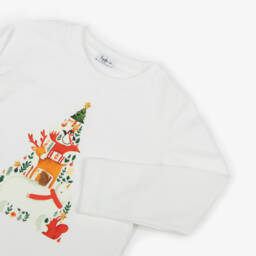 Il Gufo-Girls Festive Cotton Long Sleeve Tee | Childrensalon Outlet