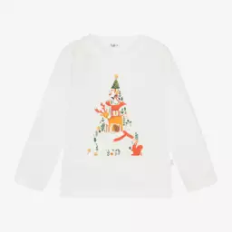Il Gufo-Girls Festive Cotton Long Sleeve Tee | Childrensalon Outlet
