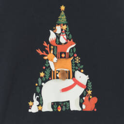 إيل غوفو-سويتشيرت بطبعة إحتفالية مزيج قطن لون كحلي للبنات | Childrensalon Outlet