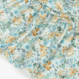 Il Gufo-Girls Floral Blue Twill Dress | Childrensalon Outlet