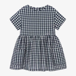Il Gufo-Girls Gingham Check Seersucker Dress | Childrensalon Outlet